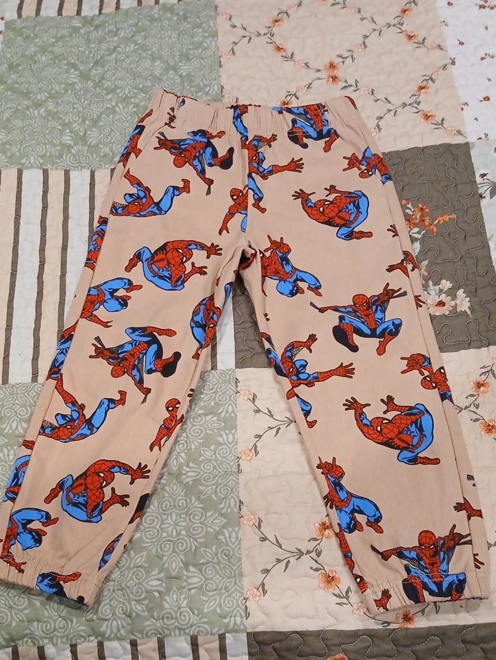 Spiderman Kids Joger Pants - Beige and Red/Blue